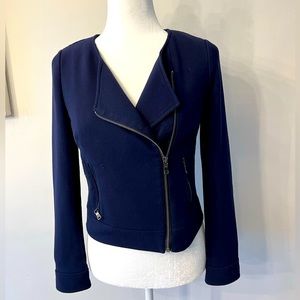 Banana Republic Size 0 Moto Jacket Dark Knight/Blue EUC